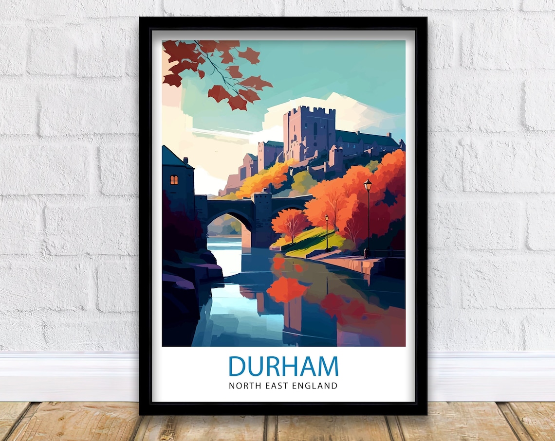Durham United Kingdom Travel Poster, Durham Illustration