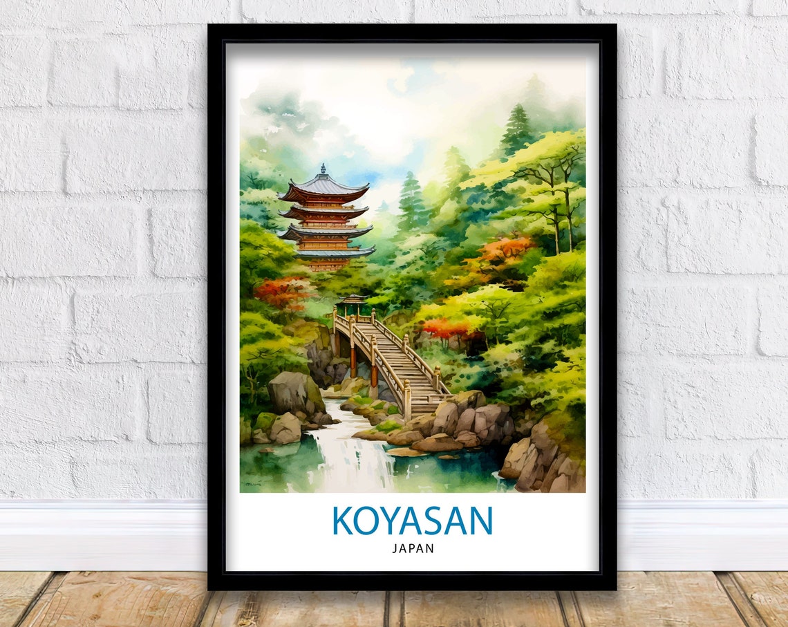 Koyasan Japan Travel Print Koyasan Wall Decor Koyasan Poster Japan Travel Prints Koyasan Art Print Koyasan Illustration Koyasan Wall Art