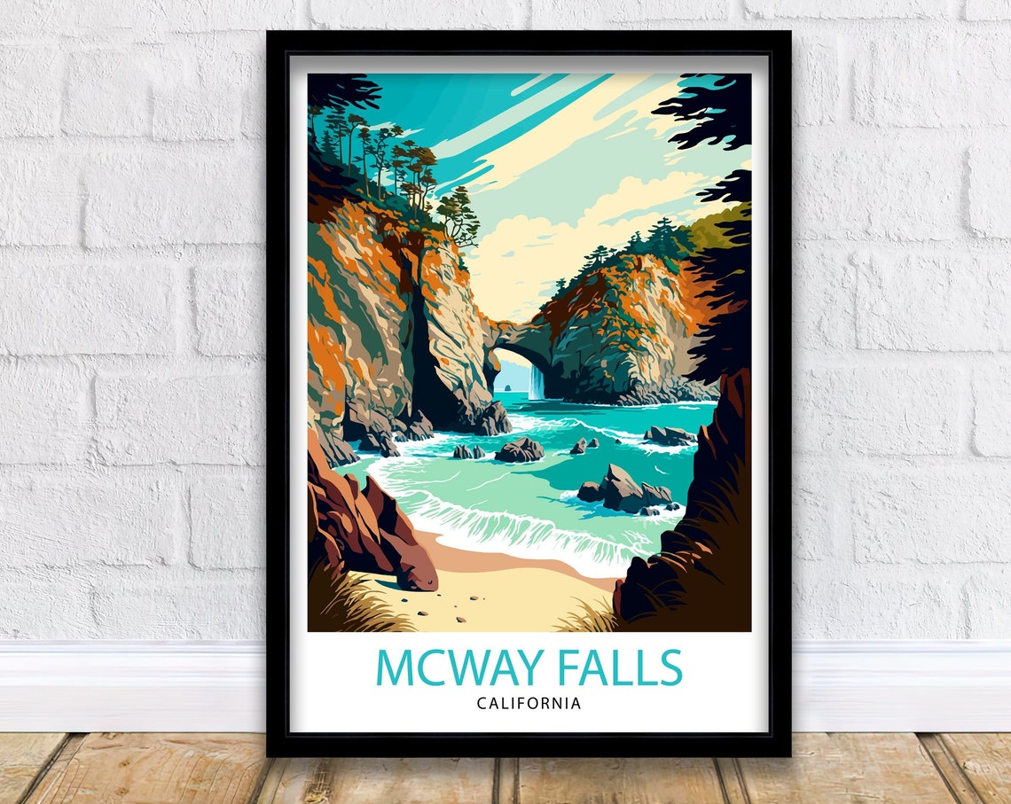 McWay Falls California Big Sur Cove Waterfall Ocean View Poster