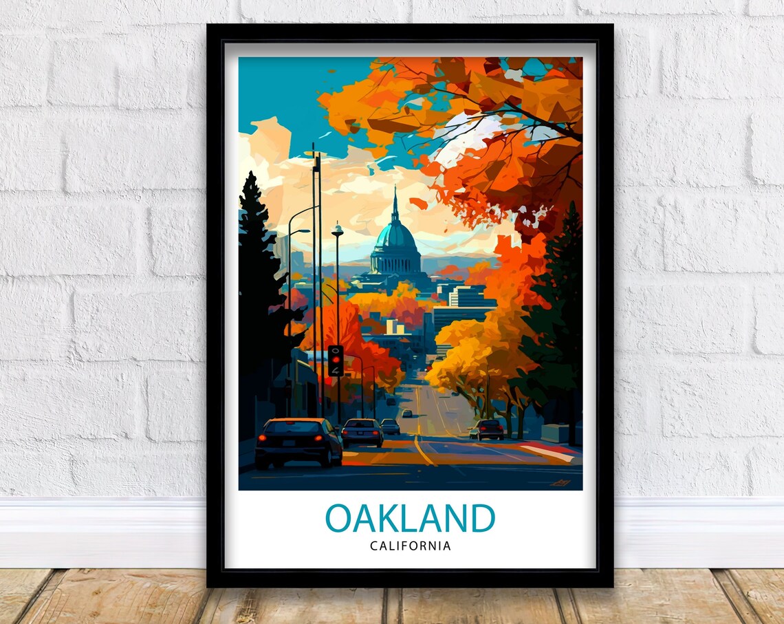 Oakland California Travel Poster, Cityscape Art Print