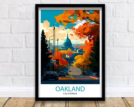 Oakland California Travel Poster, Cityscape Art Print