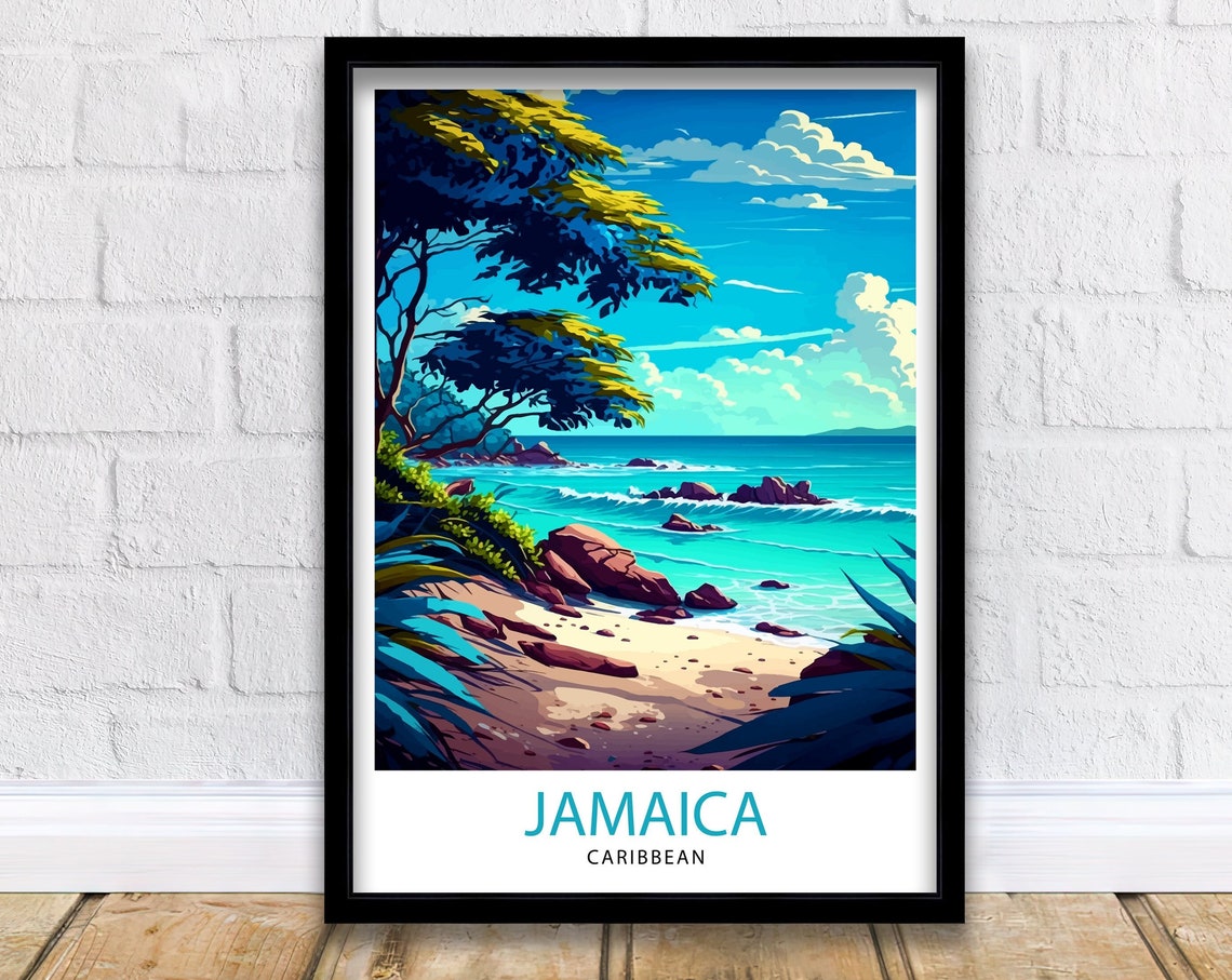 Jamaica Travel Print Jamaica Wall Art Jamaica Poster Jamaica Home Decor Jamaica Illustration Travel Poster Jamaica Gift Jamaica Wall