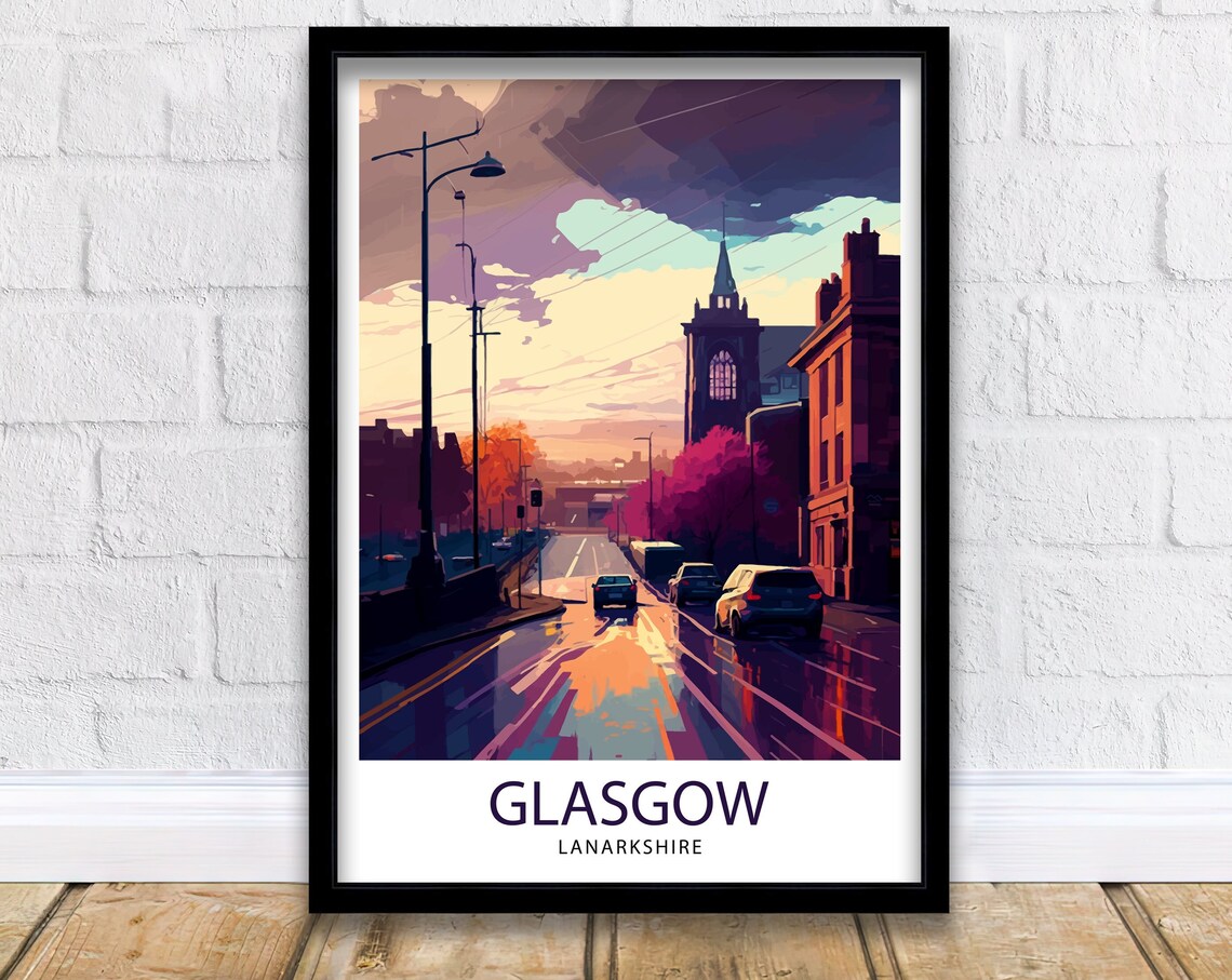 Glasgow Travel Poster, Scotland Wall Art