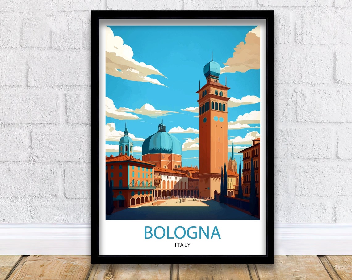 Bologna Italy Travel Print Bologna Wall Decor Bologna Home Living Decor Italy Illustration Travel Poster Gift For Bologna Italy Home Decor