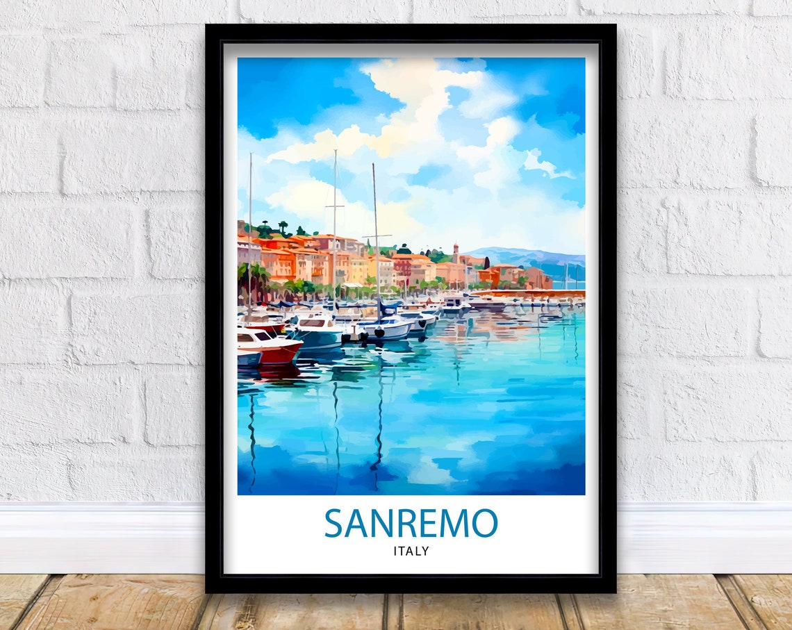 Sanremo Italy Travel Print Sanremo Wall Decor Sanremo Poster Italy Travel Prints Sanremo Art Print Sanremo Illustration Sanremo Wall Art