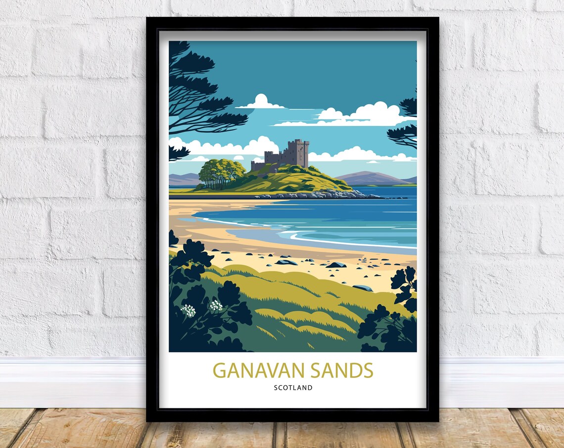 Ganavan Sands Dunstaffnage Travel Poster, Oban