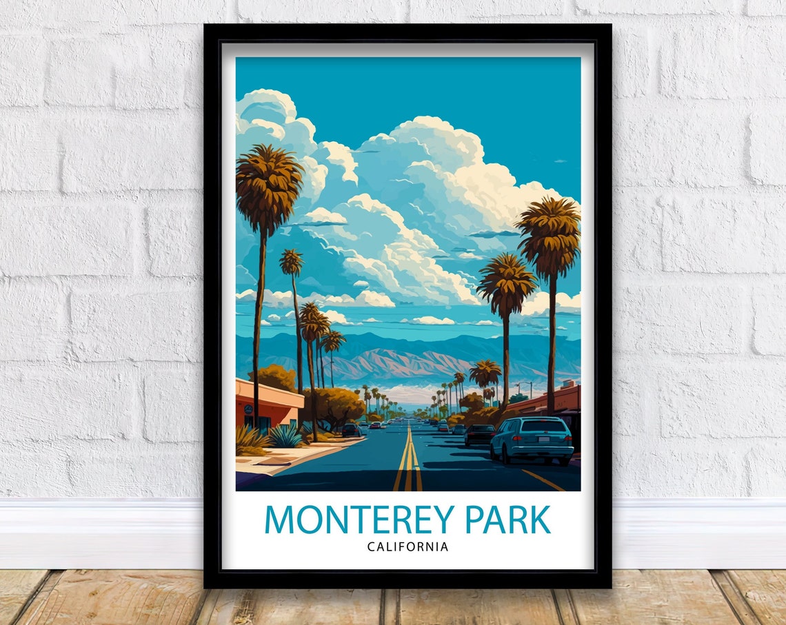 Monterey Park California Travel Print Monterey Park Wall Art Monterey Park Poster Monterey Park Illustration California Travel Poster