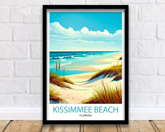 Kissimmee Beach Florida Sand Dunes Ocean Vintage Travel Poster