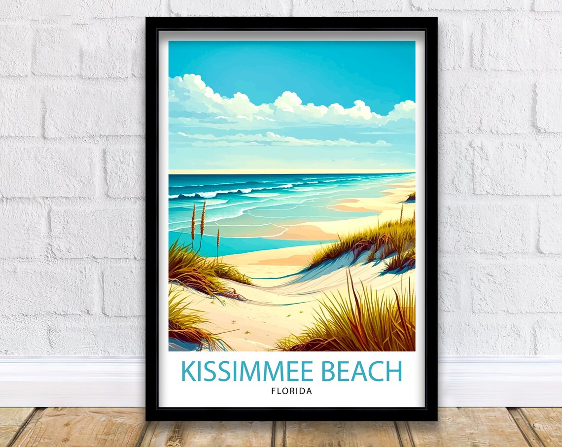 Kissimmee Beach Florida Sand Dunes Ocean Vintage Travel Poster