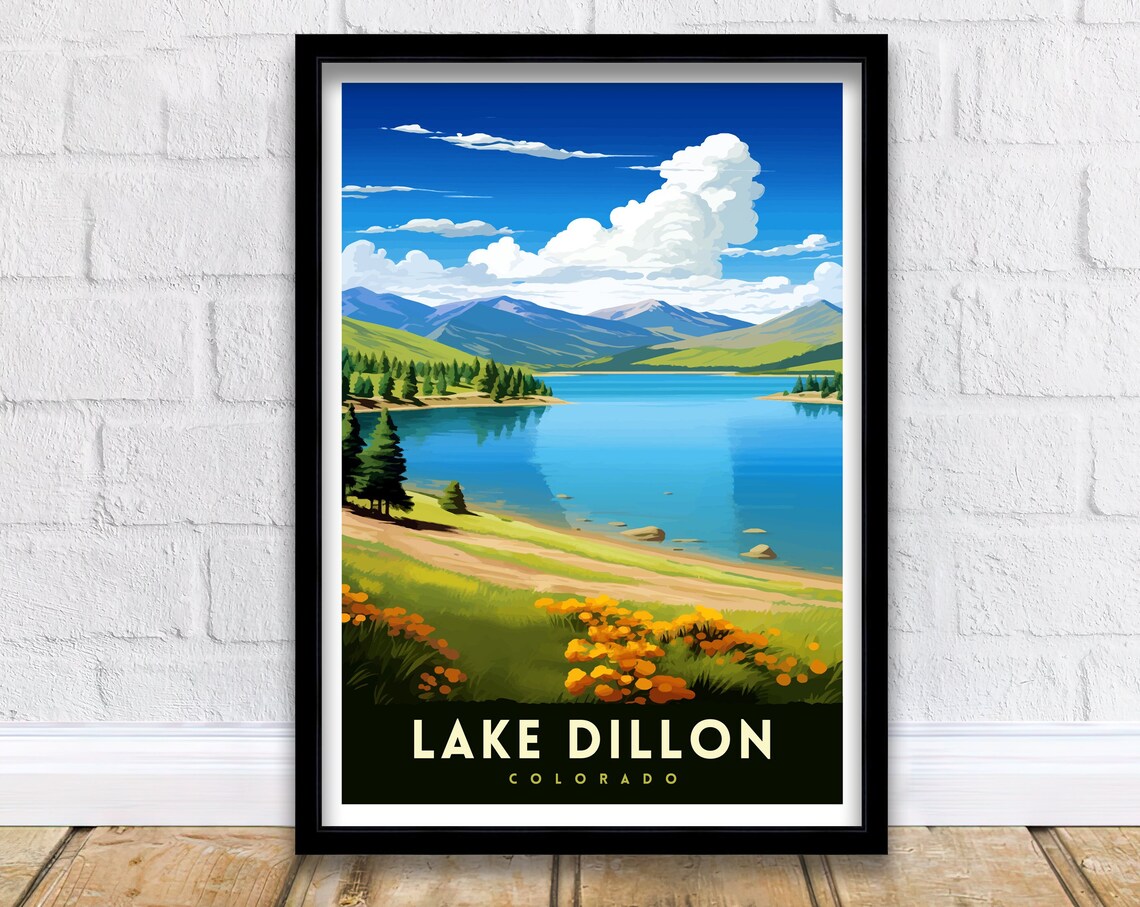 Lake Dillon Colorado Mountain Lake Wildflowers Alpine Travel Poster