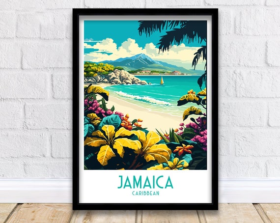 Jamaica Vintage Travel Poster, Wall Art Print