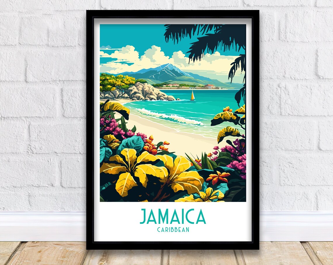 Jamaica Vintage Travel Poster, Wall Art Print