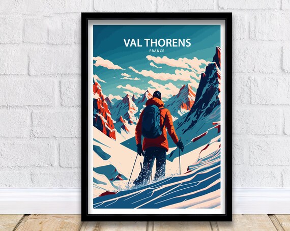 Val Thorens Vintage Ski Travel Poster