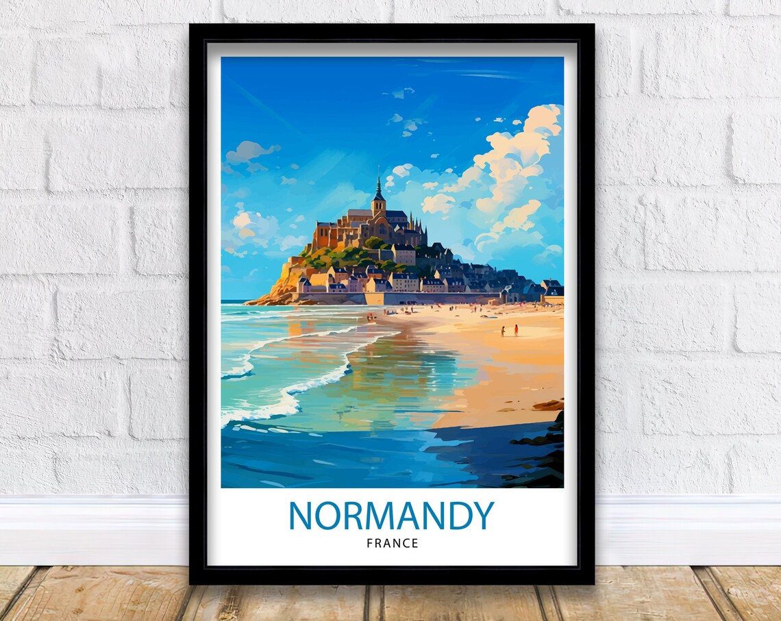Normandy France Travel Poster, Europe Wall Decor