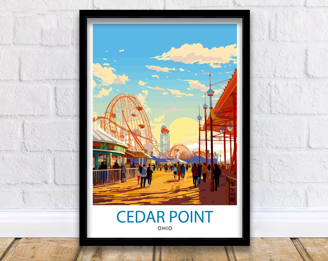 Cedar Point Ohio Travel Poster, Amusement Park