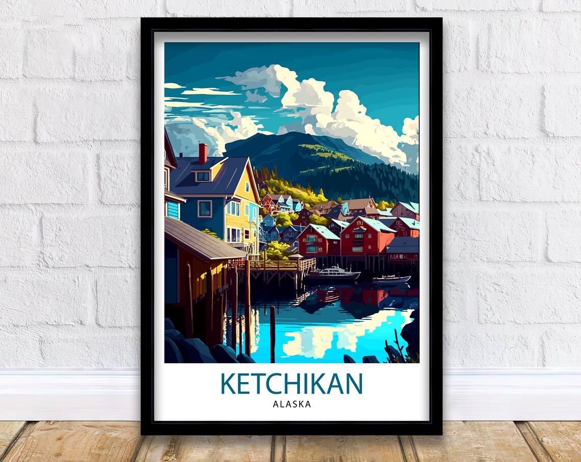Ketchikan Alaska Travel Poster, Coastal Decor
