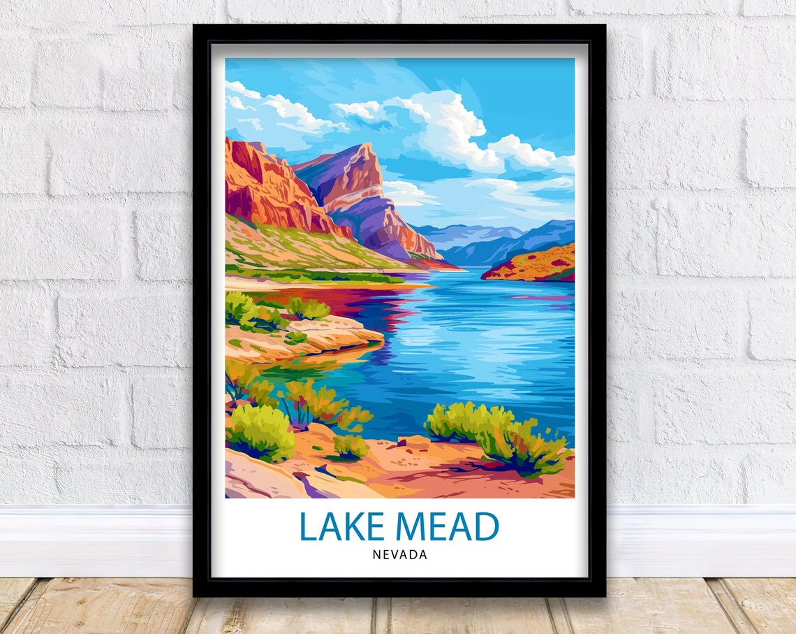 Lake Mead Nevada Red Rock Canyon Reservoir Desert Water Poster