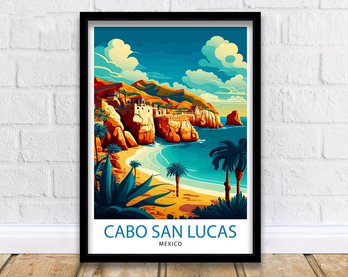 Cabo San Lucas Travel Poster, Home Living Decor