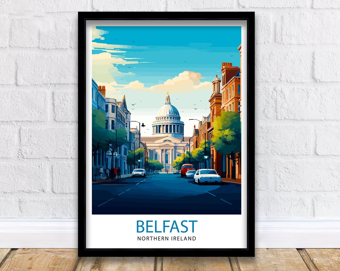 Belfast Northern Ireland Vintage Travel Poster