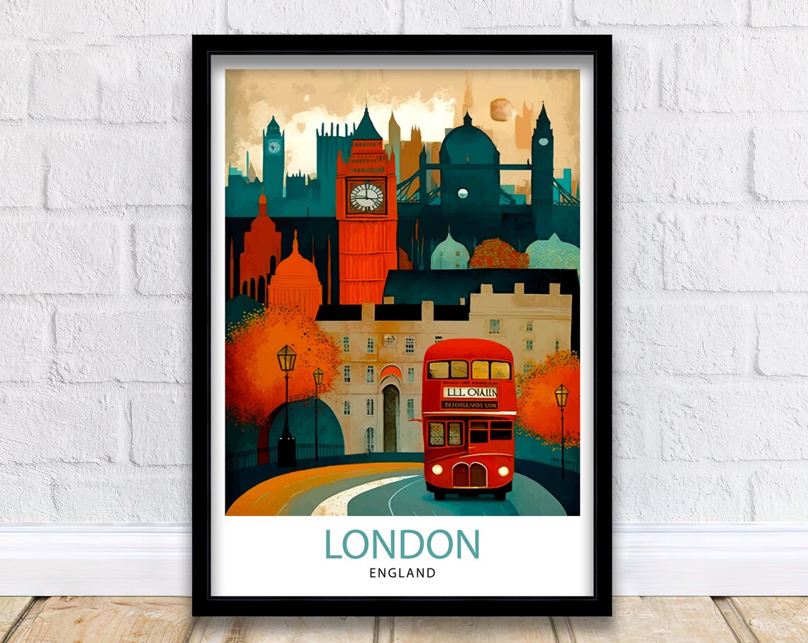 London England Travel Poster, England Wall Decor
