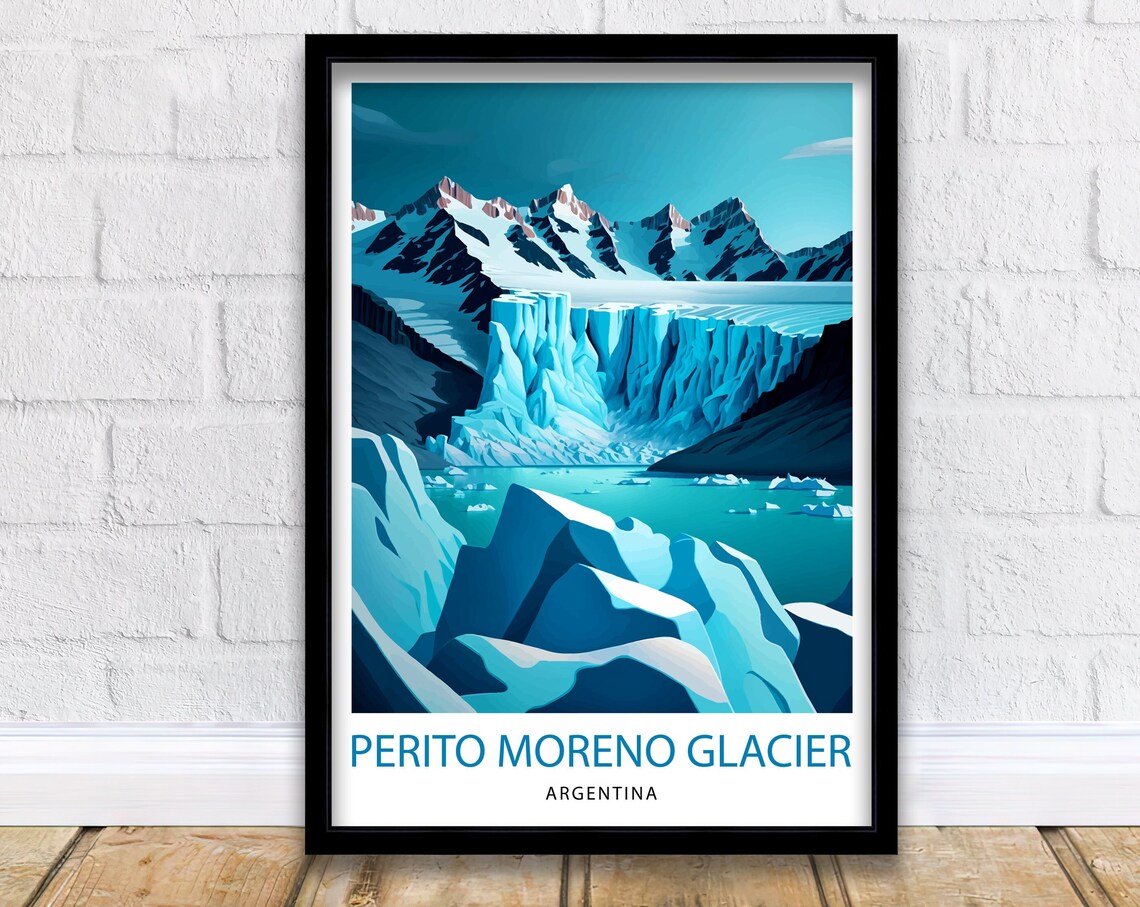 Perito Moreno Glacier Travel Poster, Patagonia Landscape