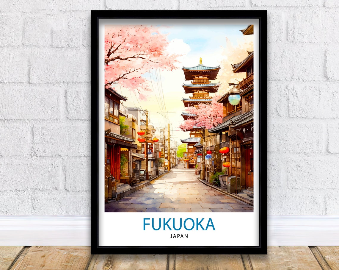 Fukuoka Japan Travel Print Fukuoka Wall Decor Fukuoka Poster Japan Travel Prints Fukuoka Art Print Fukuoka Illustration Fukuoka Wall Art