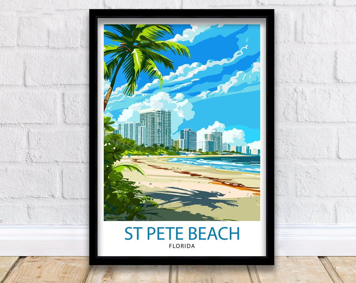 St Pete Beach Florida Beachfront Condos Palms Travel Beautiful Poster