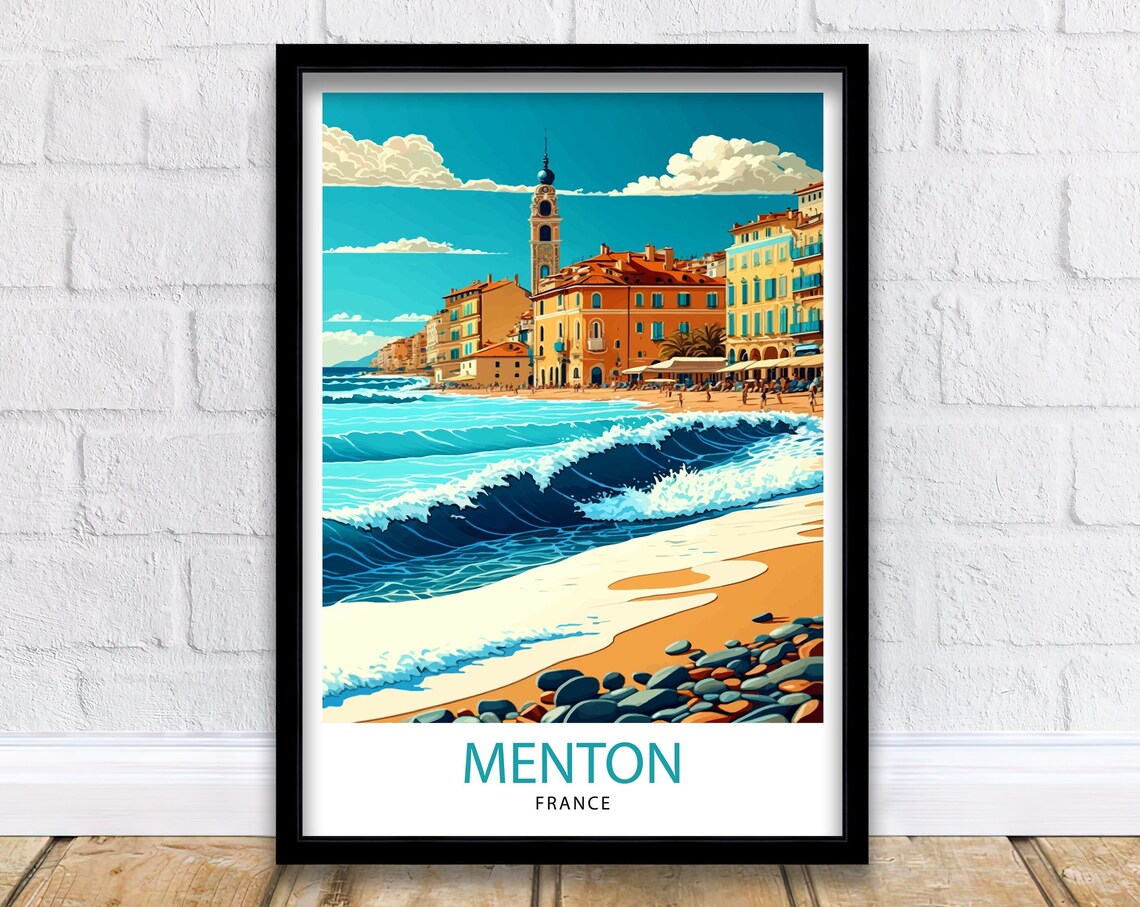 Menton France Travel Poster, Europe Wall Decor