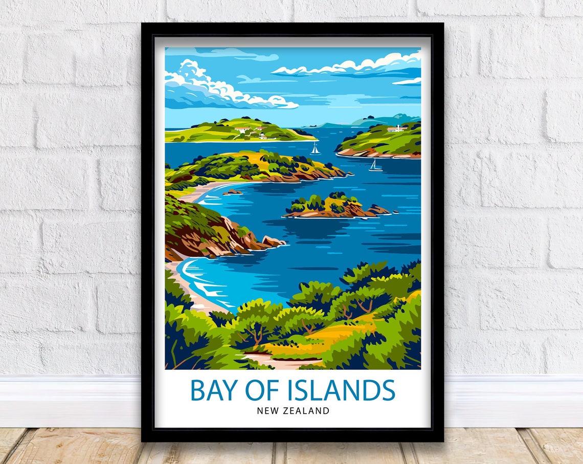 Bay Of Islands New Zealand Travel Print Wall Decor Wall Art Bay Of Islands Wall Hanging Home Dcor Bay Of Islands Gift Art Lovers