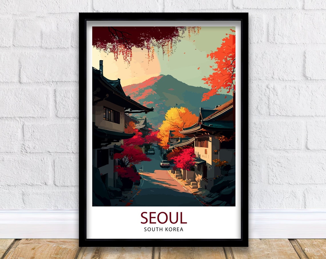 Seoul Korea Travel Print Seoul Wall Decor Korea Travel Poster Seoul Illustration Korean Home Decor Seoul Cityscape Print