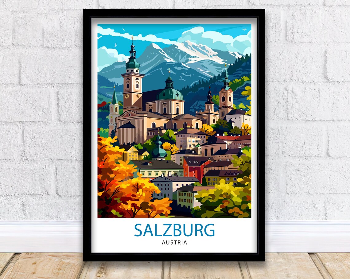 Salzburg Austria Travel Poster, Home Living Decor