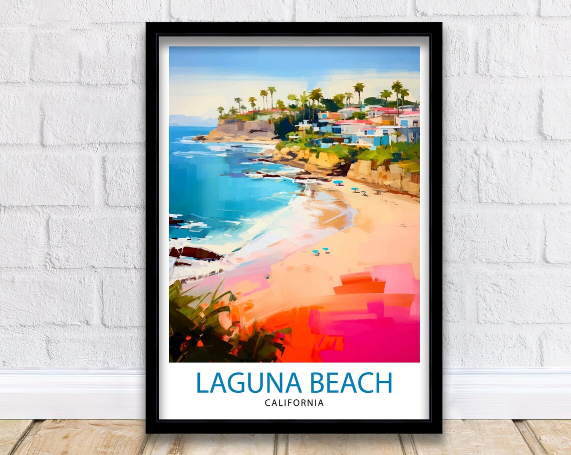 Laguna Beach California Cove Palms and Pink Sand Beach Poster