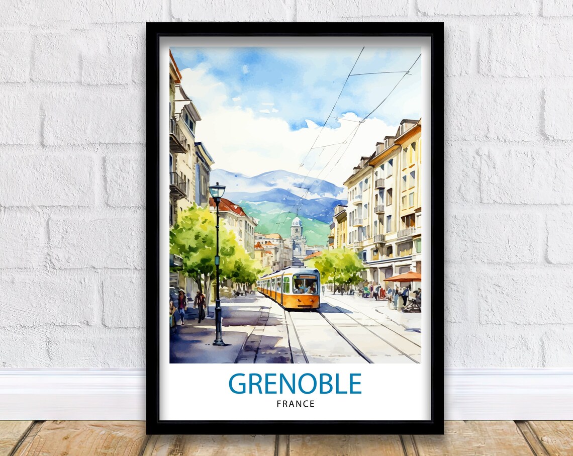 Grenoble France Travel Poster, French Alps Art Print