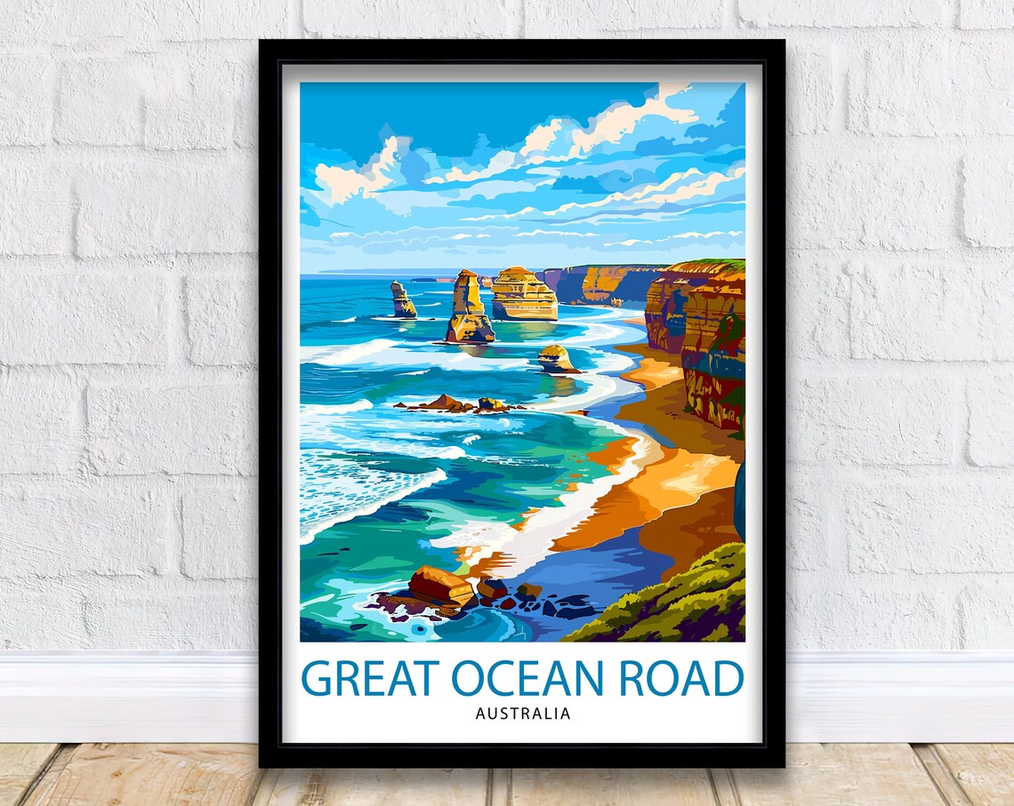 Great Ocean Road Australia Coastal Cliffs Sea Stacks Travel Poster
