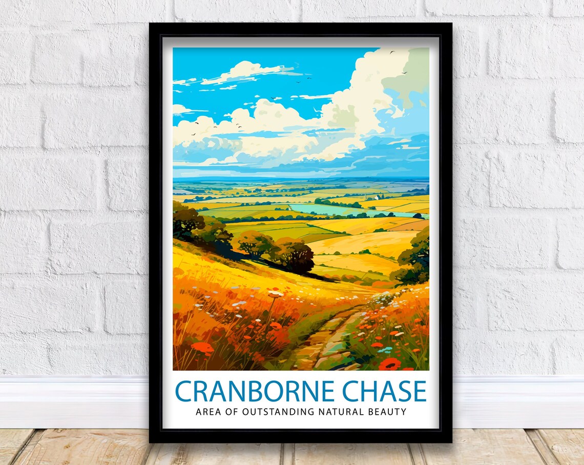 Cranborne Chase Wildflower Meadow Big Sky Trail Path Nature Art Poster