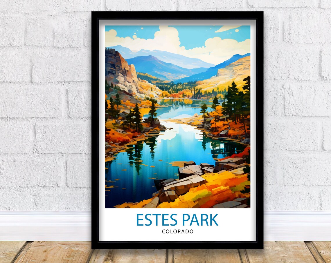 Estes Park Colorado Travel Poster, Rocky Mountain View