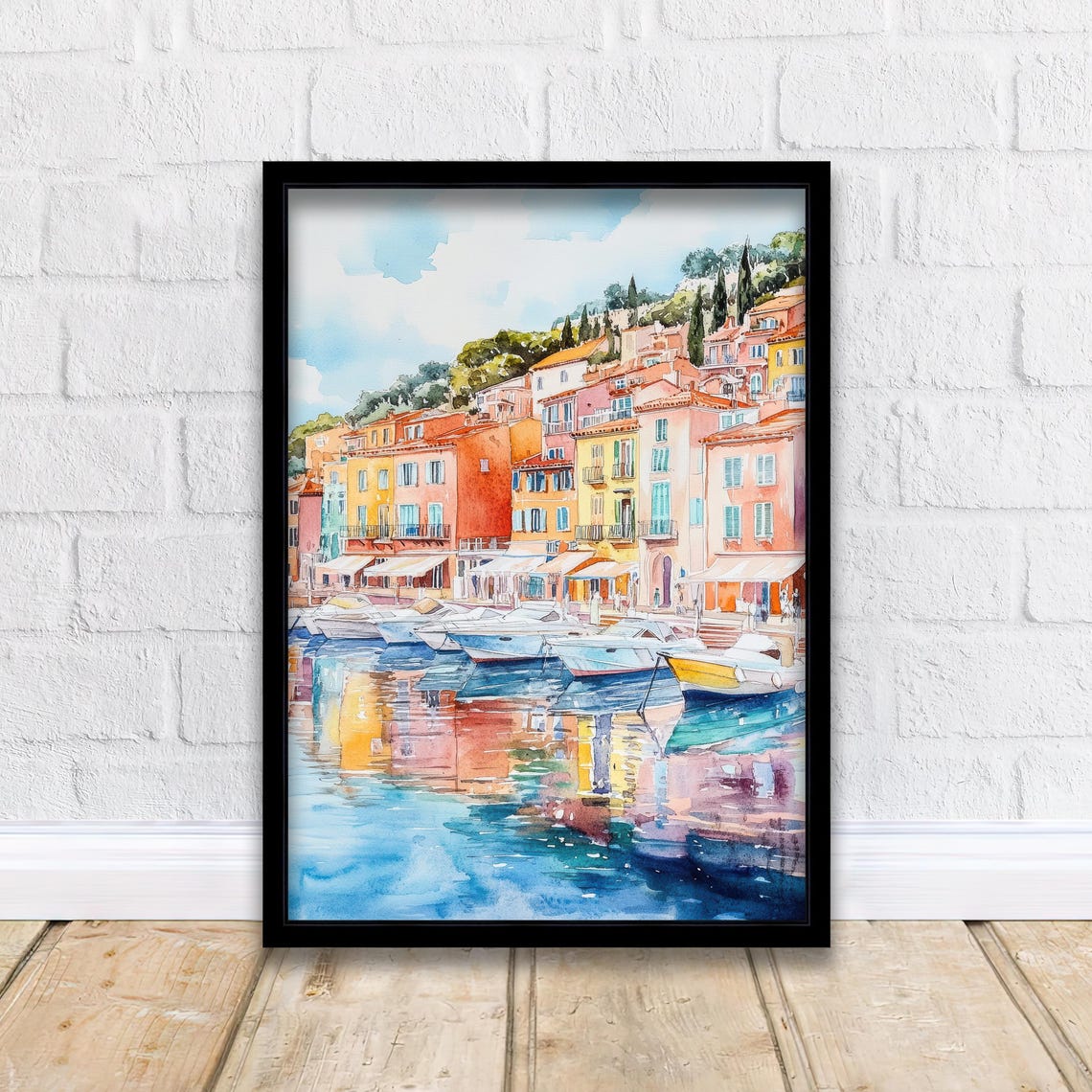 Villefranchesurmer Watercolor Painting French Riviera Art Villefranche Print Scenic Seaside Village Decor Gift For France Lovers