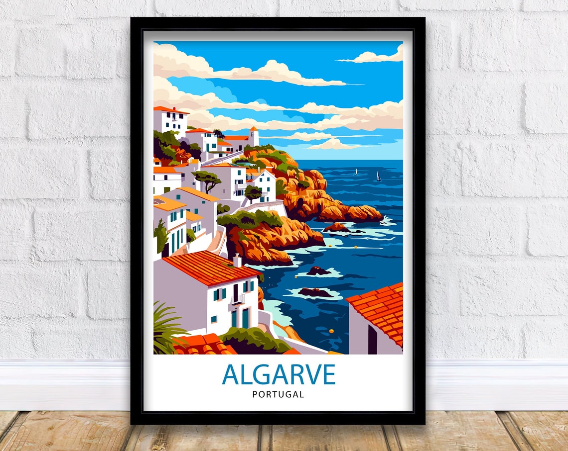 Algarve Portugal Travel Print Algarve Wall Decor Algarve Poster Portugal Travel Prints Algarve Art Print Algarve Illustration Algarve Wall