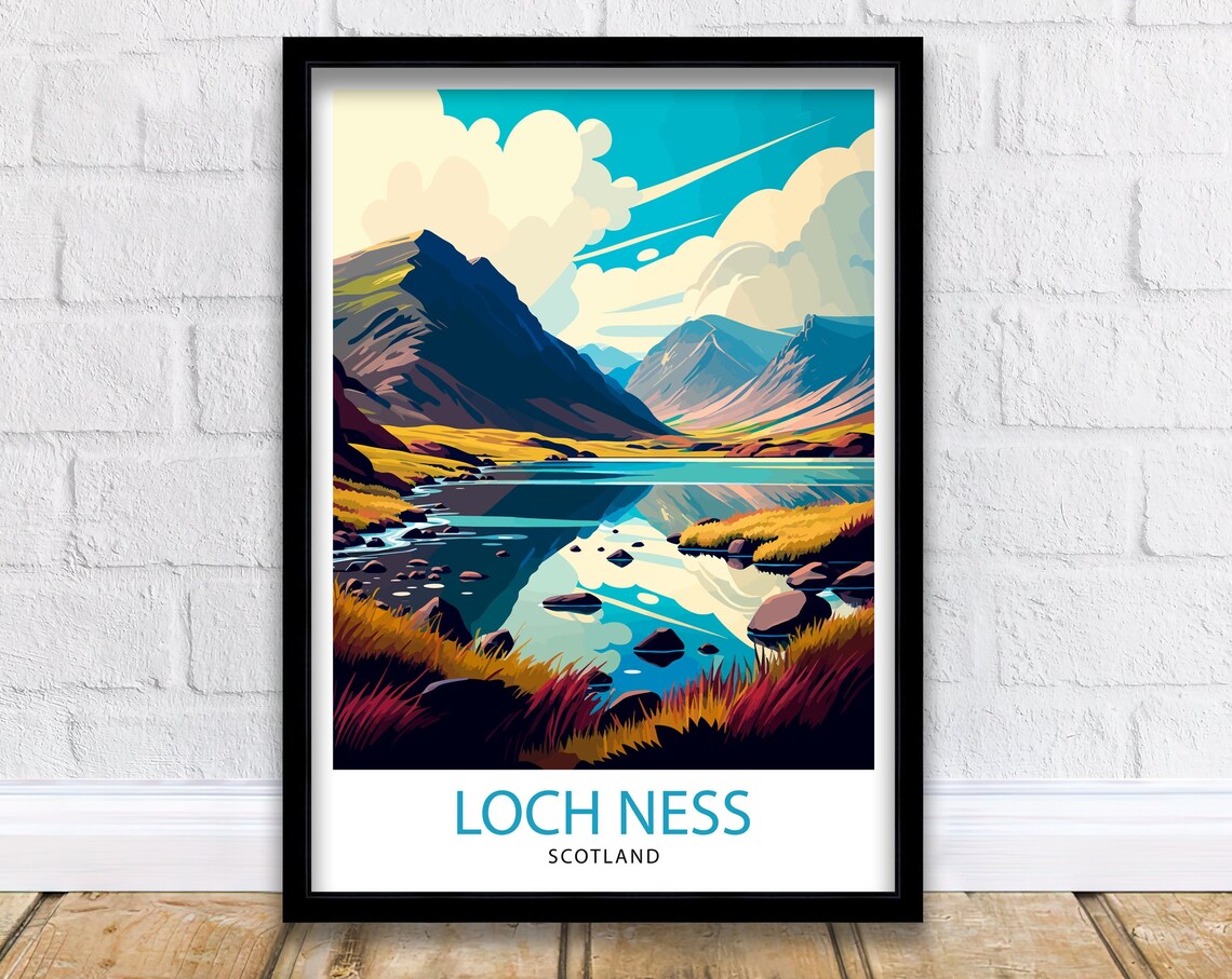 Loch Ness Travel Print Scotland Wall Decor Loch Ness Home Living Decor Scotland Illustration Travel Poster Gift For Scotland Lovers Scotland