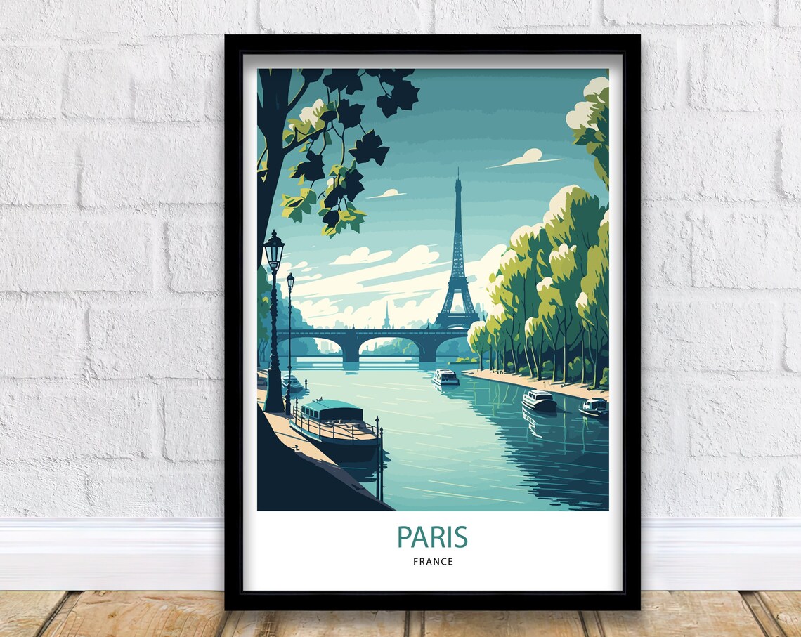 Paris Travel Poster, Eiffel Tower Wall Art