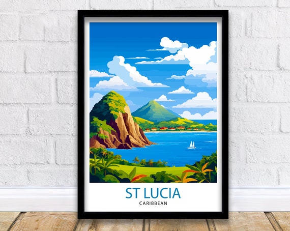 St Lucia Travel Print Caribbean St Lucia Print St Lucia Art St Lucia Poster Saint Lucia Print St Lucia Wall Art Saint Lucia