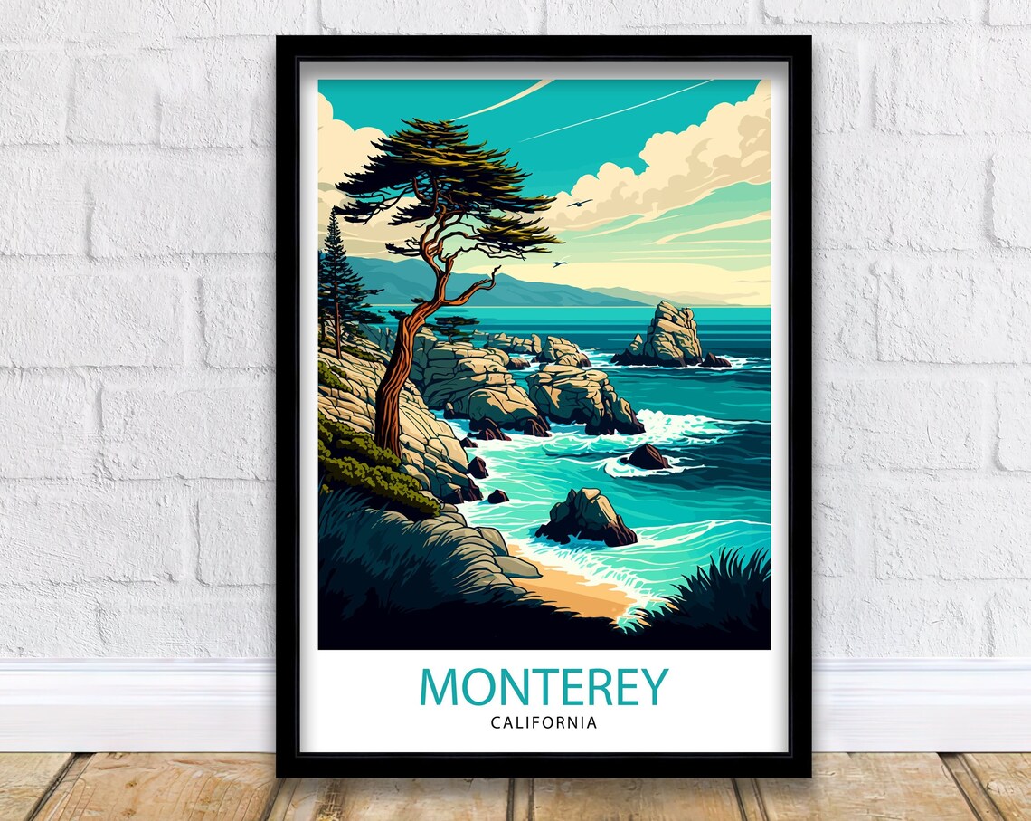 Monterey California Travel Poster, Home Living Decor