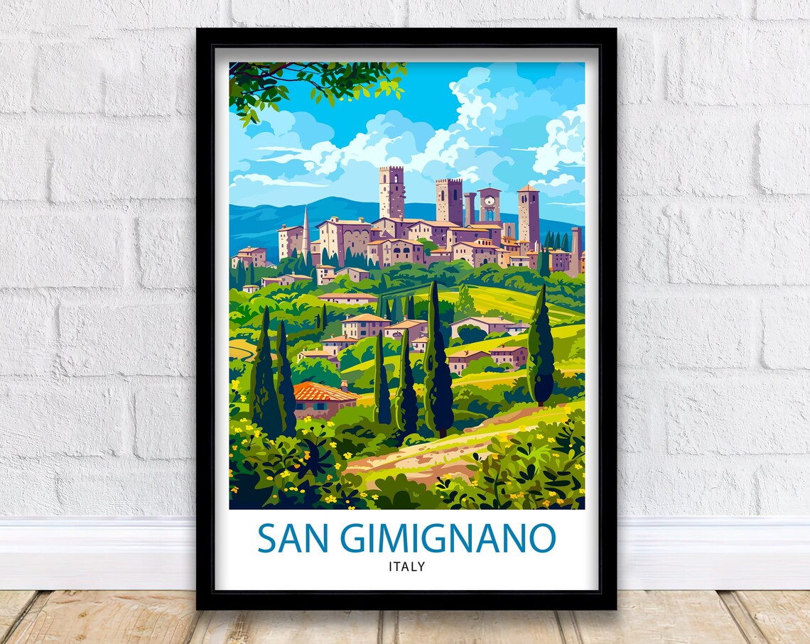 San Gimignano Italy Travel Poster, Wall Decor