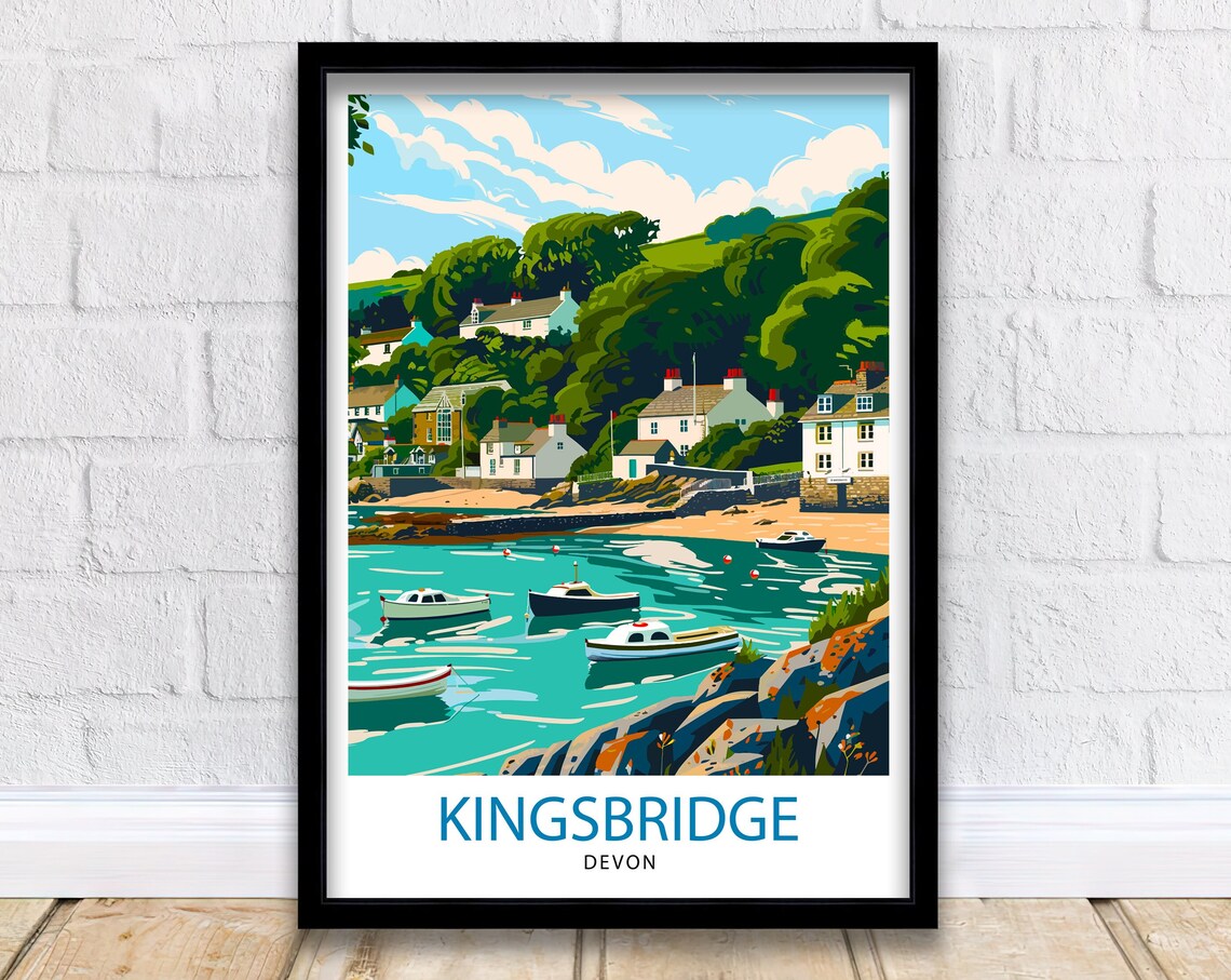Kingsbridge Devon Travel Poster, Devon Wall Art