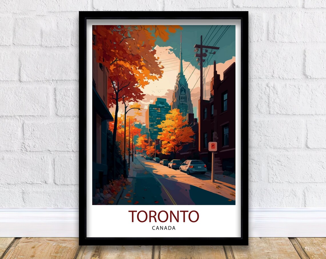 Toronto Canada Autumn Street Fall Foliage City Sunset Poster