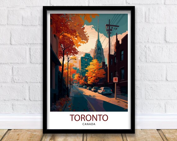 Toronto Canada Autumn Street Fall Foliage City Sunset Poster