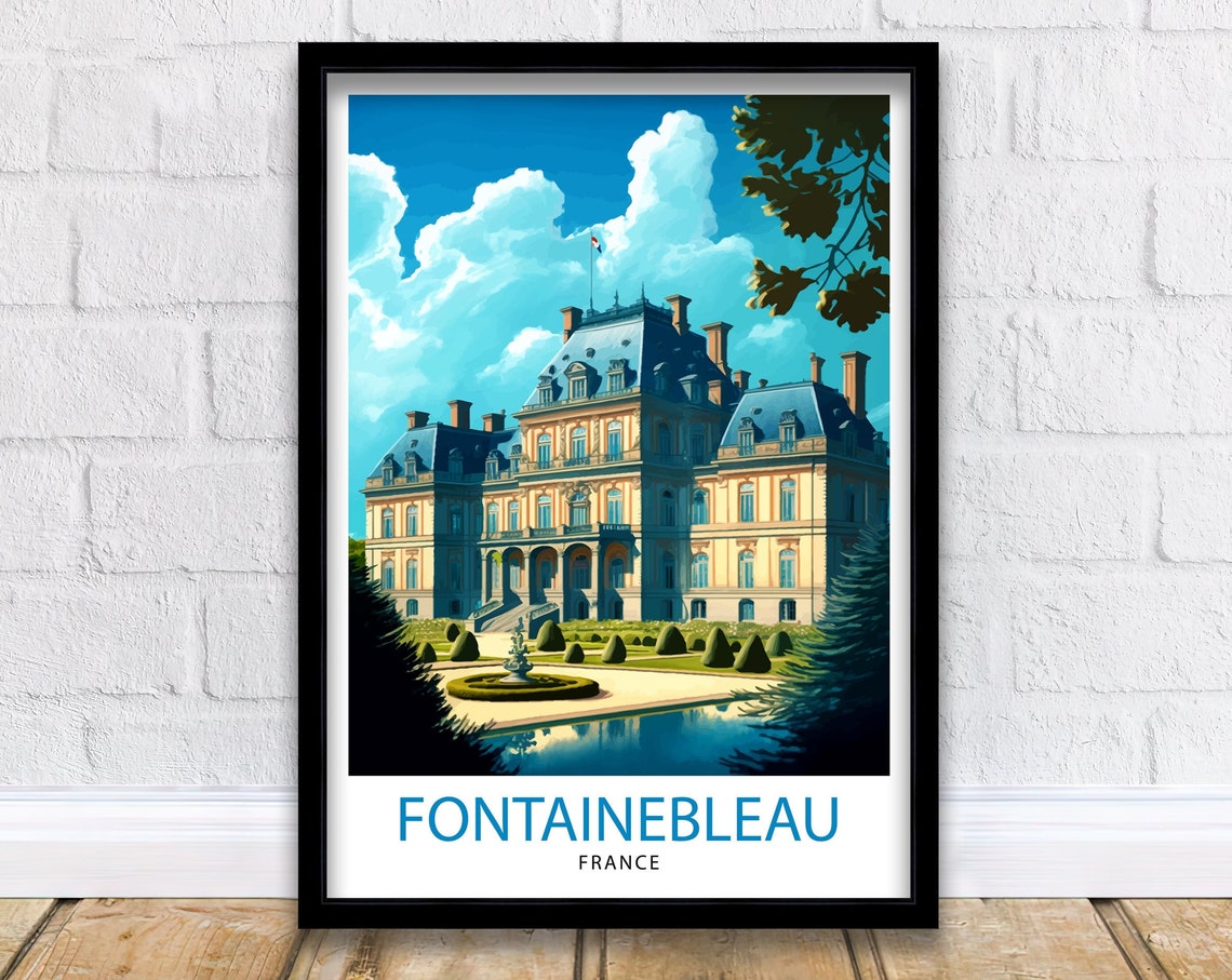 Fontainebleau France Travel Print Fontainebleau Wall Decor Fontainebleau Home Living Decor Fontainebleau France Illustration Travel Poster