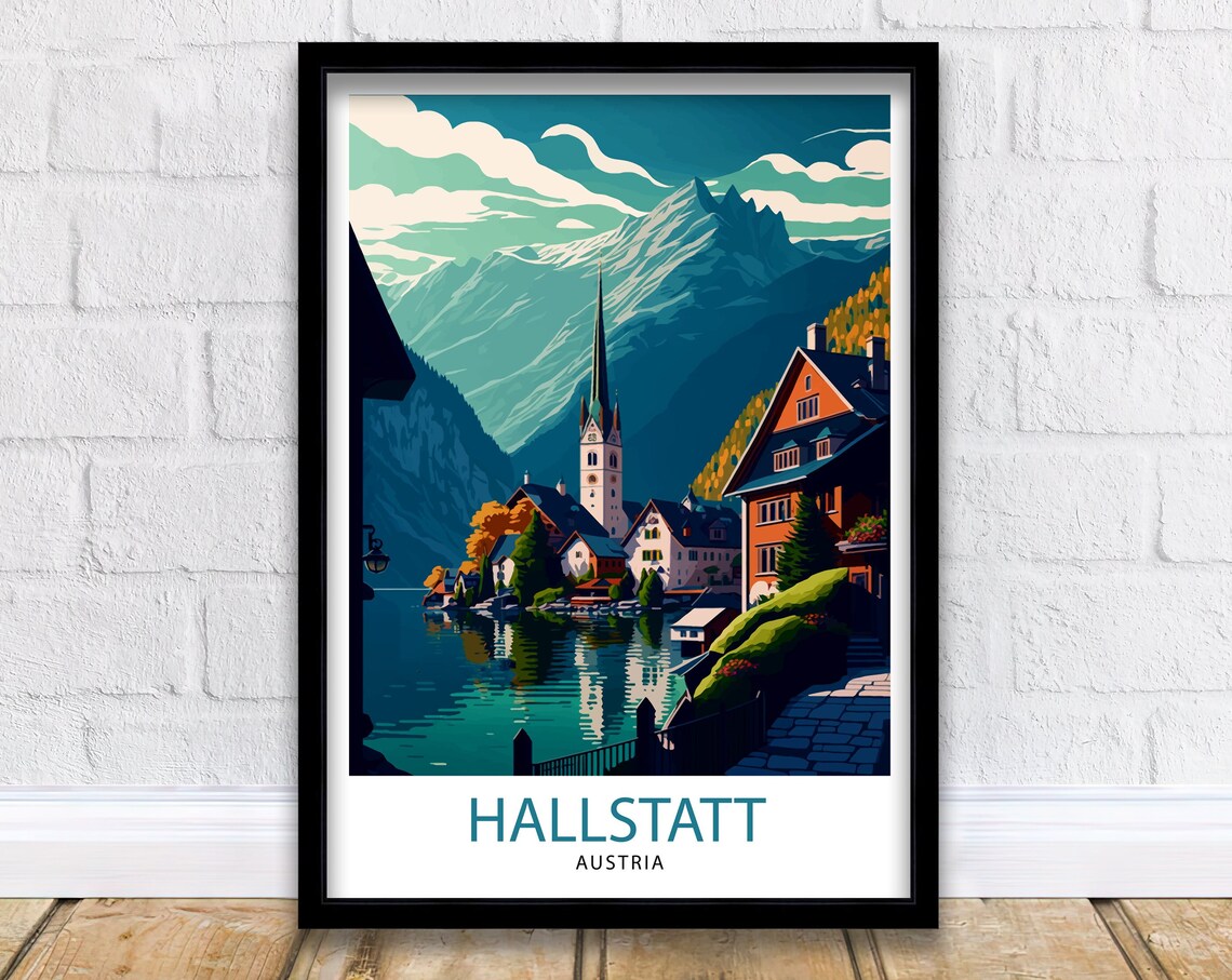 Hallstatt Austria Travel Poster, Home Decor