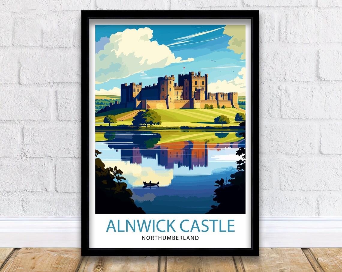 Alnwick Castle Travel Poster, Architecture Landmark