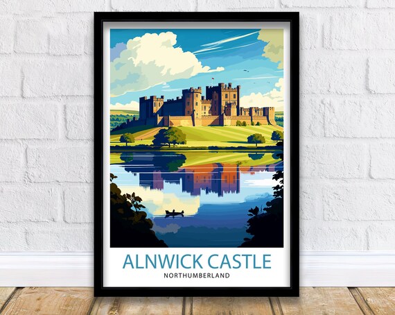 Alnwick Castle Travel Poster, Architecture Landmark